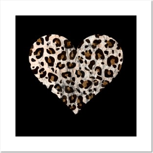 Distressed Leopard Print Heart Posters and Art